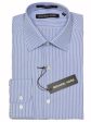 Michael Kors 21464 100% Cotton Boy s Dress Shirt - Stripe - Blue And White Sale