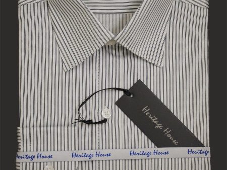 Heritage House 9989 100% Pima Cotton Boy s Dress Shirt - Stripe - White Black Cheap