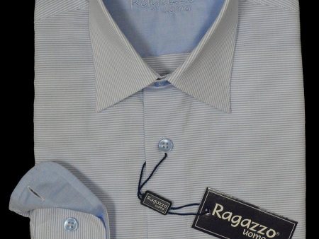 Ragazzo 21603 100% Cotton Boy s Dress Shirt - Stripe - Sky Blue Fashion