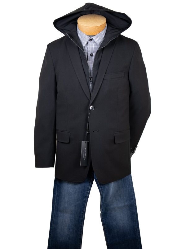 Andrew Marc 32200 Boy s Sport Coat - Removable Hoodie - Black Discount