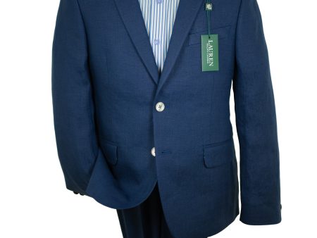 Lauren Ralph Lauren 28763 100% Linen Boy s Suit Separates Jacket - Solid - Navy For Cheap