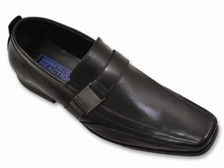 Kenneth Cole 12828 100% Leather Upper Boy s Shoe - Vamp Strap - Black Cheap