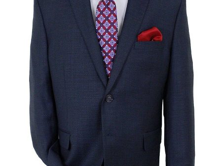 Micheal Kors 22041 100% Wool Boy s Suit - Mini-check - Navy For Discount