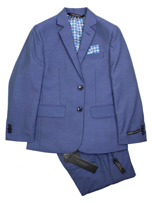 Leo & Zachary 30915 Boy s Skinny Fit Suit Separate Jacket - Heathered Blue Online now