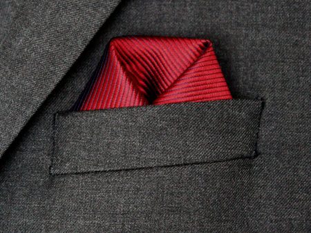 Heritage House Pocket Square 30766PS - Tonal Stripe - Medium Red Online now