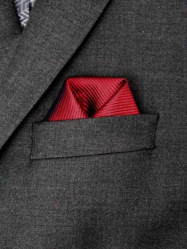 Heritage House Pocket Square 30766PS - Tonal Stripe - Medium Red Online now