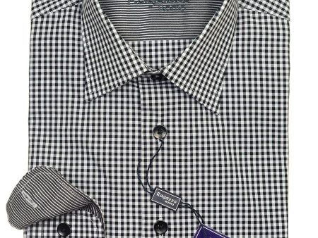 Ragazzo 20615 100% Cotton Boy s Dress Shirt - Check - Black   White, Modified Spread Collar Hot on Sale