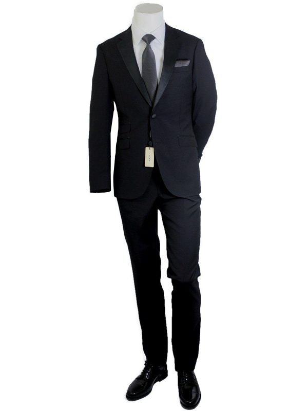 Trend by Maxman 20969 100% Wool Young Men s Tuxedo - Slim Fit - Solid - Black on Sale