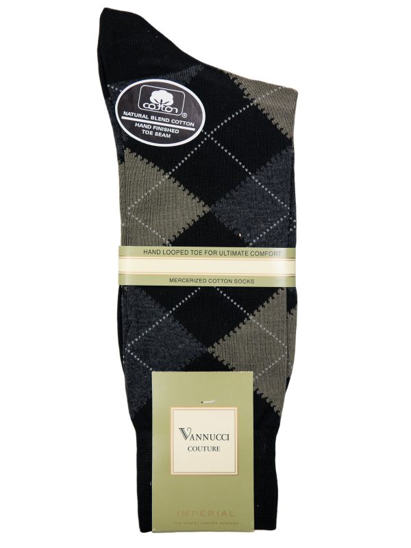 Vannucci Men s Socks 10357- Argyle - Black Online Sale