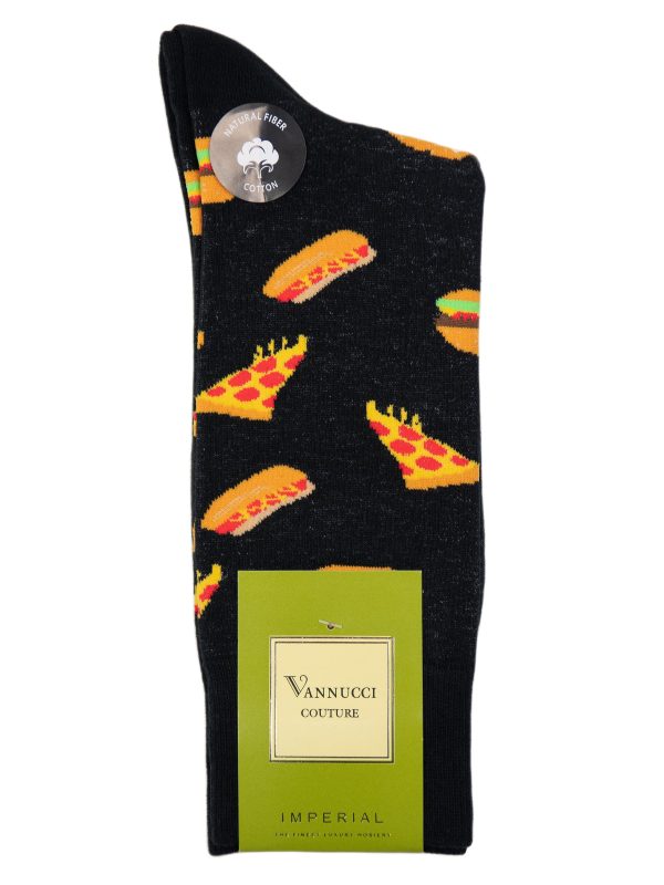 Vannucci Men s Socks 32146- Novelty - Black For Cheap