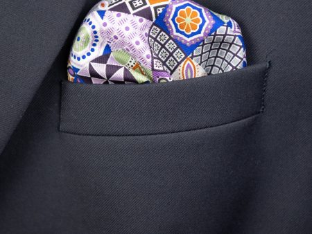 Heritage House Pocket Square 32723 - Patchwork - Purple Navy Online Hot Sale