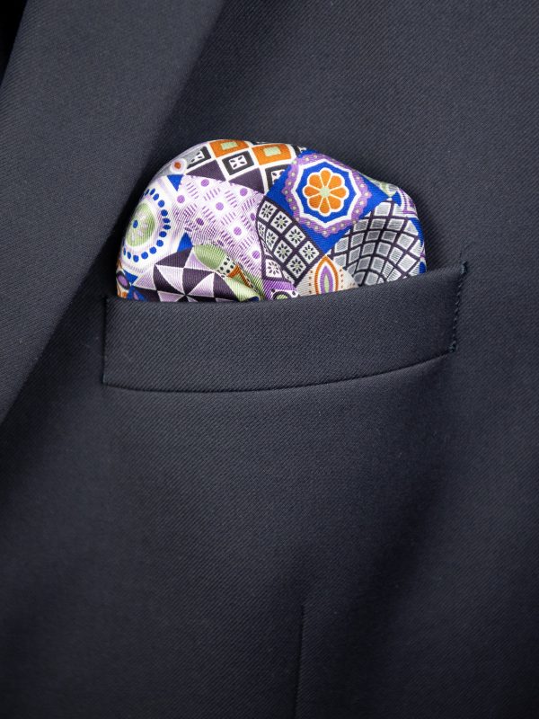 Heritage House Pocket Square 32723 - Patchwork - Purple Navy Online Hot Sale