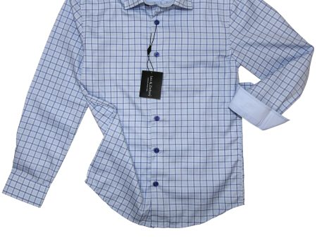 Leo & Zachary 33152 Boy s Dress Shirt- Blue- Plaid Supply