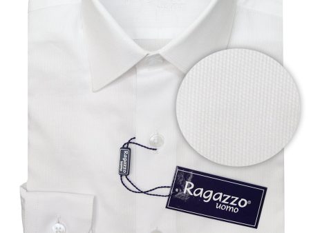 Ragazzo 33806 Boy s Dress Shirt -Honeycomb - White For Discount