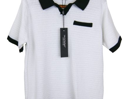 Leo & Zachary 33182 Boy s Short Sleeve Knit - Johnny Collar- White Online now