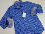 Robert Graham 21114 100% Cotton Boy s Sport Shirt - Jacquard Plaid - Blue, Modified Spread Collar Online now