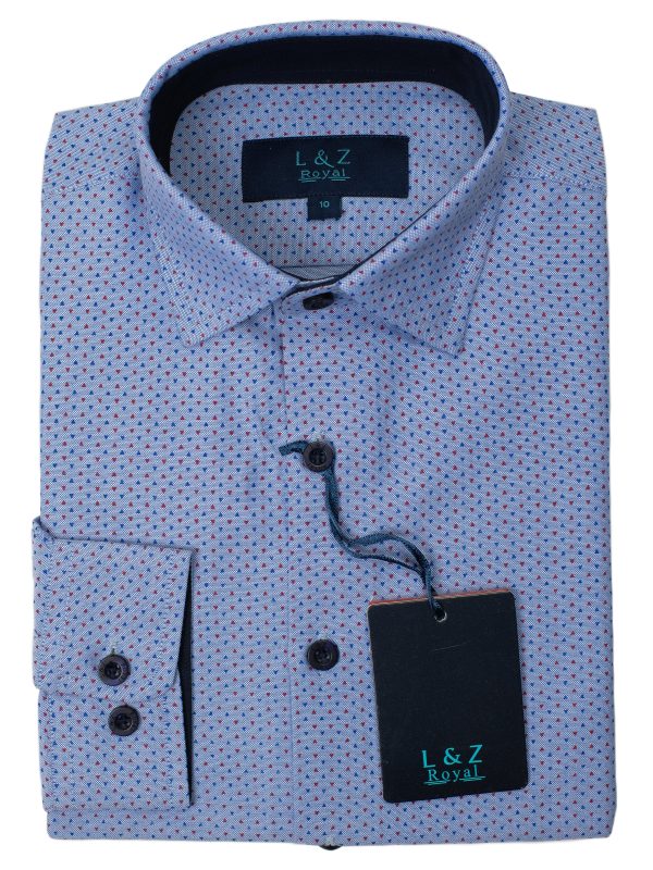 Leo & Zachary 29458 Boy s Dress Shirt- Triangles- Blue Online