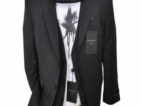 John Varvatos 12771 100% Tropical Worsted Wool Boy s Suit Separates Jacket - Solid Gab - Black For Cheap