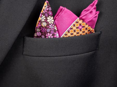 Heritage House Pocket Square 32720 - Floral - Purple Pink Online now