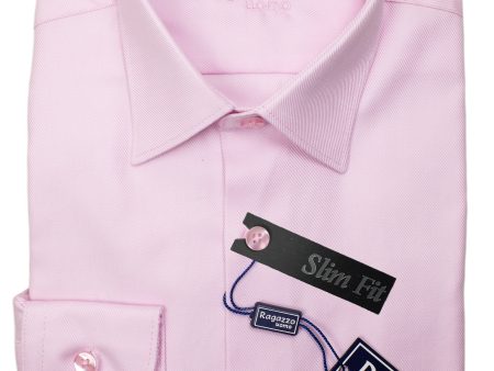 Ragazzo 30279 Slim Fit Boy s Dress Shirt - Tonal Diagonal Weave - Light Pink Fashion