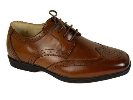 Florsheim 20886 Lace-Up Boy s Shoe - Wing Tip- Cogn, Rubber Outsole For Sale