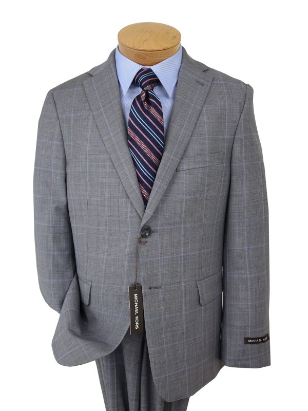 Michael Kors 34111 Boy s Suit - Windowpane - Grey Blue Online now