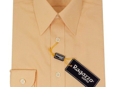 Ragazzo 10129 100% Cotton Boy s Dress Shirt - Solid Broadcloth - Peach For Cheap