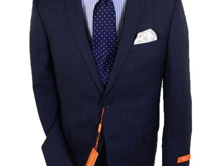 Tallia 20914 100% Wool Boy s 2-Piece Suit - Weave - Navy - Skinny Fit- 2-Button Single Breasted Jacket, Plain Front Pant For Discount