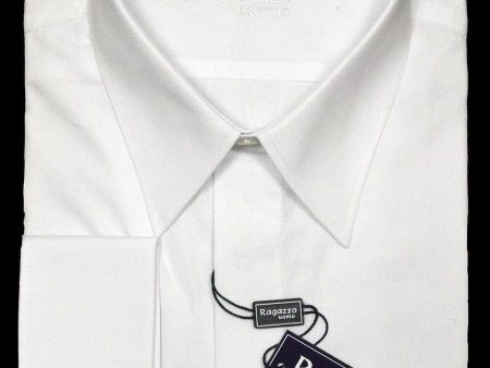 Ragazzo 5335 French Cuff Boy s Dress Shirt - Solid Broadcloth - White For Discount