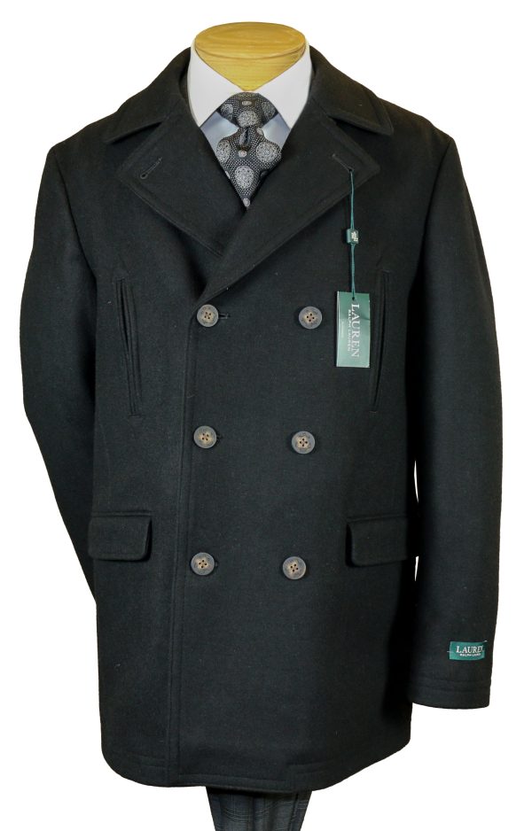 Lauren Ralph Lauren 32702 Boy s Double Breasted Peacoat - Black Online