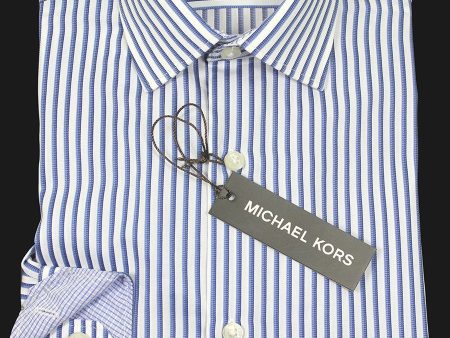 Michael Kors 21557 100% Cotton Boy s Dress Shirt - Striped - White And Blue Cheap