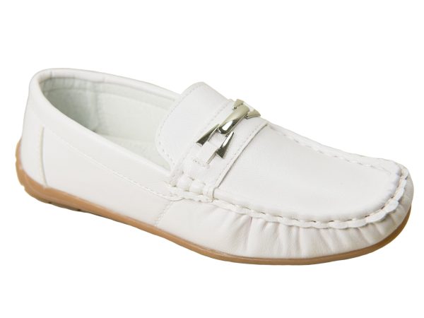 Josmo 28007 Boy s Shoe - Driving Bit Loafer - White Supply