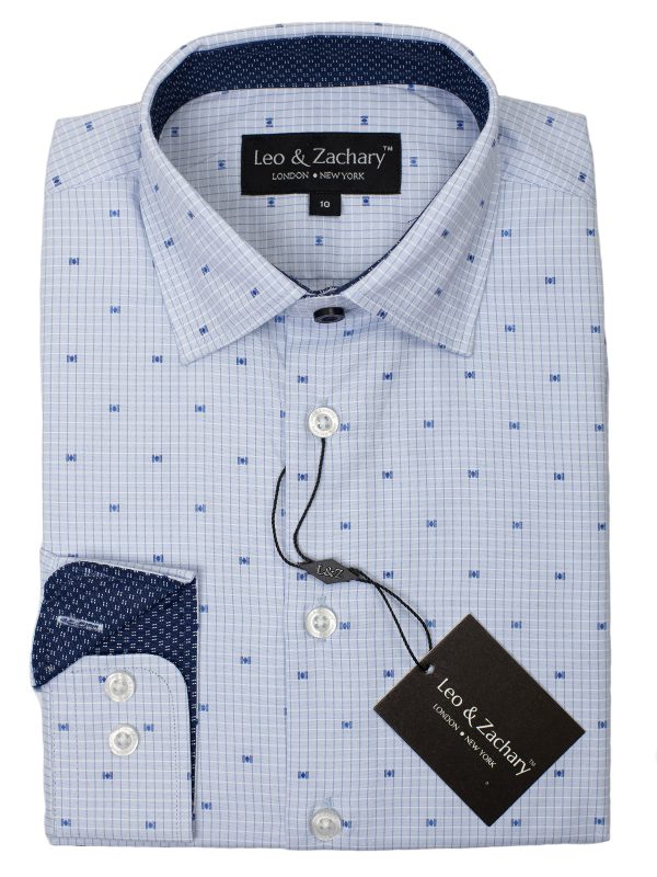 Leo & Zachary 29418 Boy s Dress Shirt- Dot-Blue Navy Online now