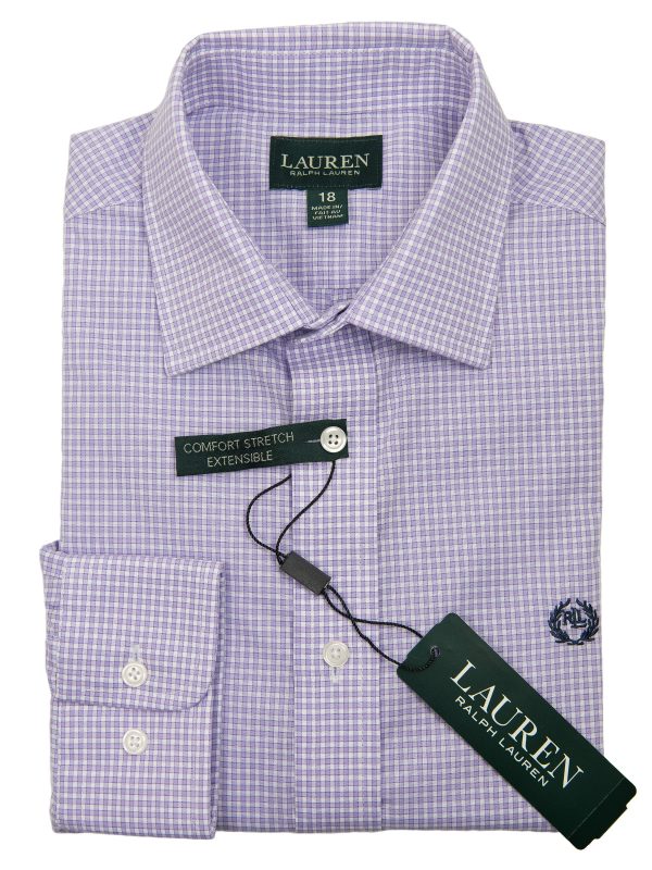 Lauren Ralph Lauren 27962 Boy s Dress Shirt-Lavender-Check For Cheap