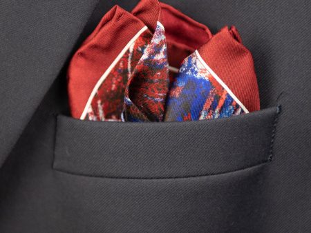 Heritage House Pocket Square 32717 - Expressionist - Red Blue Online Hot Sale