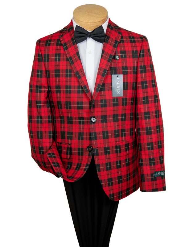 Lauren Ralph Lauren 29617 Boy s Sport Coat  - Plaid - Red Black For Discount