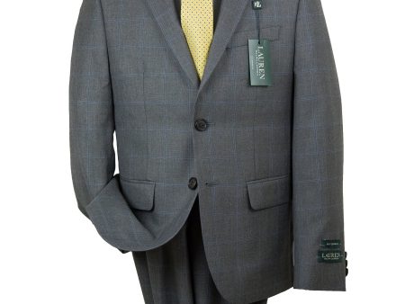 Lauren Ralph Lauren 28064 66% Polyester  34% Rayon Boy s Suit Separates Jacket - Windowpane - Gray Blue Supply