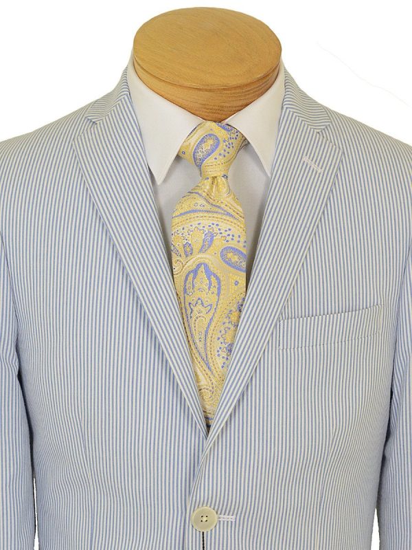 Lauren Ralph Lauren 18719 100% Cotton Boy s Suit Separate Jacket - Seersucker Stripe - Blue White Hot on Sale