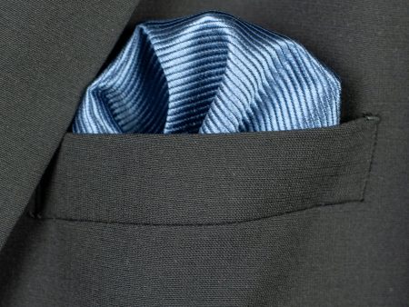 Heritage House Pocket Square 30764PS - Tonal Stripe - River Blue on Sale