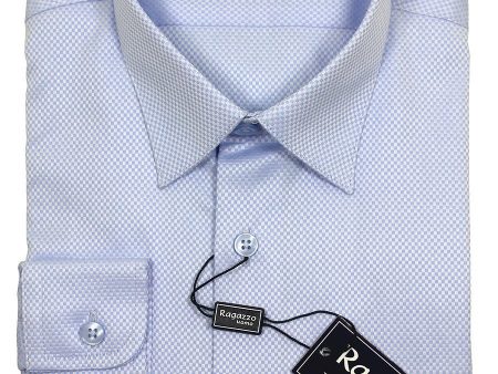 Ragazzo 21925 100% Cotton Boy s Dress Shirt - Box Weave - Sky Blue on Sale