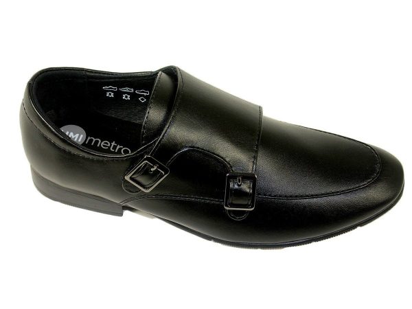 Umi 21337 Leather Boy s Shoe - Double Monk Strap - Black For Sale