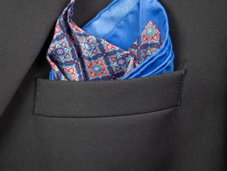 Heritage House Pocket Square 32726 - Medallion - Blue Red Cheap