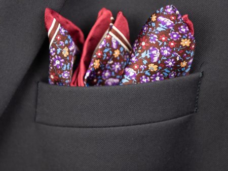 Heritage House Pocket Square 32721 - Floral - Red Blue Sale