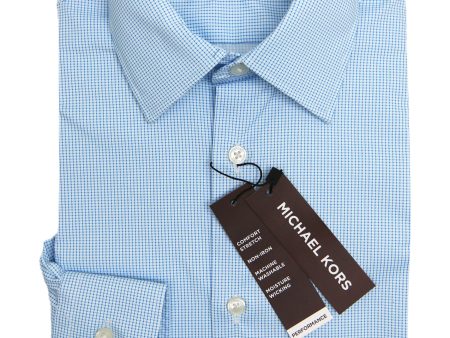 Michael Kors 33632 Boy s Dress Shirt - Mini Check - Blue For Cheap