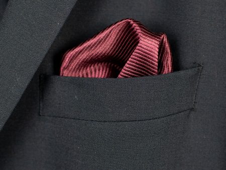 Heritage House Pocket Square 34760PS - Tonal Stripe - Burgundy For Discount