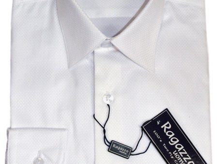 Ragazzo 21311 100% Cotton Boy s Dress Shirt - Box Weave - White Online