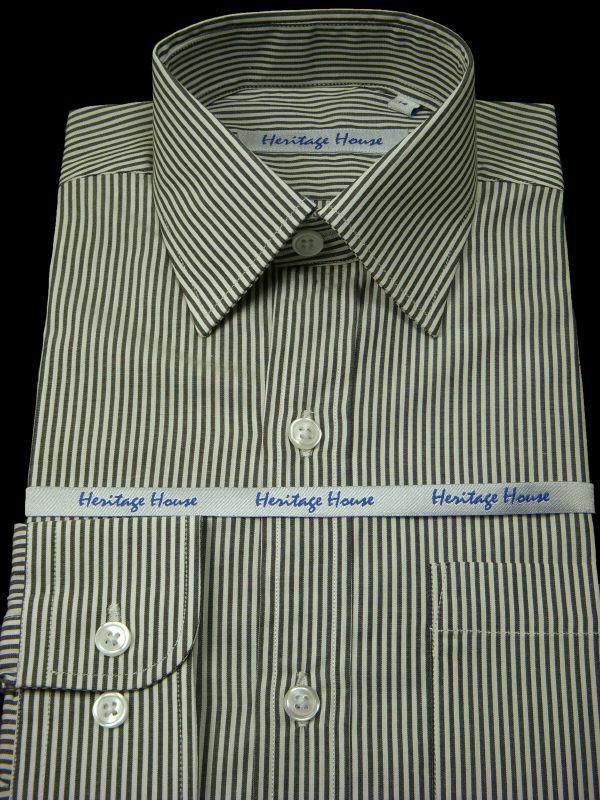 Heritage House 9009 100% Pima Cotton Boy s Dress Shirt - Stripe - Black White Sale