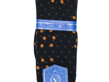 Vannucci Men s Socks 32477- Polka Dots - Black Orange Online Hot Sale