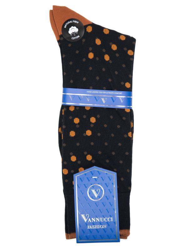 Vannucci Men s Socks 32477- Polka Dots - Black Orange Online Hot Sale