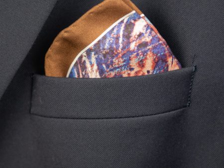 Heritage House Pocket Square 32719 - Expressionist - Orange Blue Discount